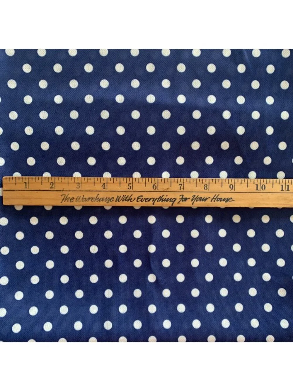 Blue White Polka Dot Polyester Fabric 2 3/8 Yards 60” W x 52” L NOS